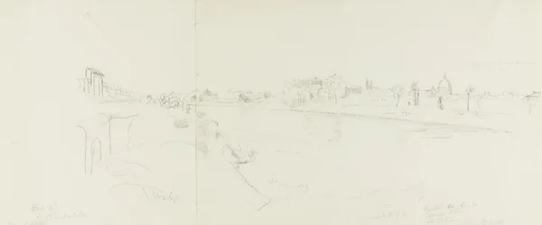 Zeichnung. Skizzen aus Rom. A. St. Peter und der Vatikanplatz vom Nordosten gezeigt. B, C. ...